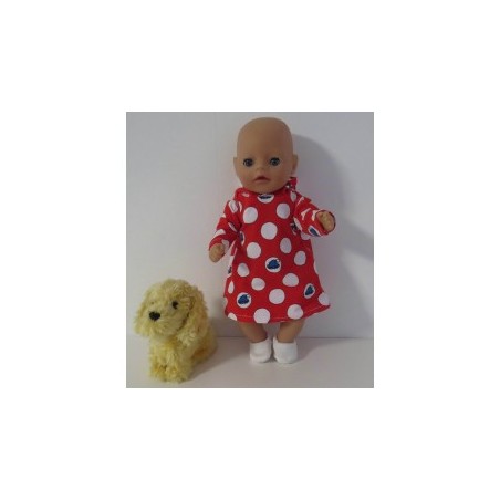 hoodiejurk rood polka dots  baby born little 36cm