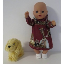 hoodiejurk donker rood dieren  baby born little 36cm