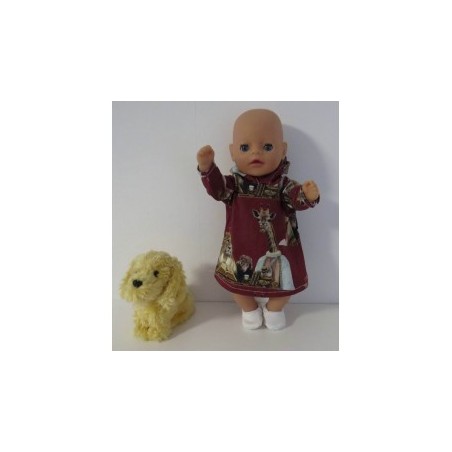 hoodiejurk donker rood dieren  baby born little 36cm