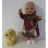 hoodiejurk donker rood dieren  baby born little 36cm