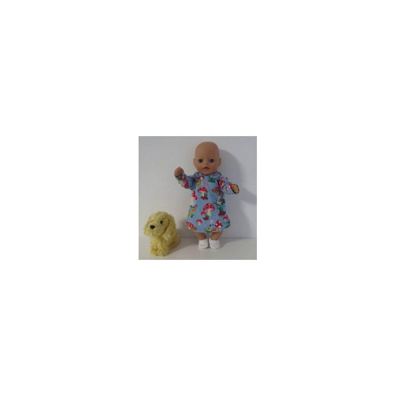 hoodiejurk blauw paddestoelen  baby born little 36cm