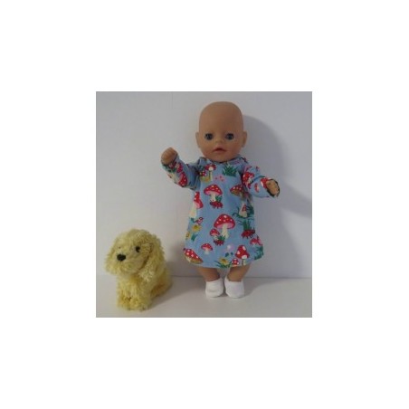 hoodiejurk blauw paddestoelen  baby born little 36cm