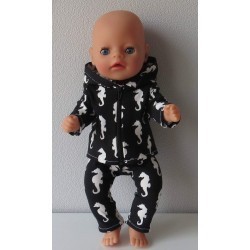 vest setje zwart zeepaardjes  baby born little 36cm