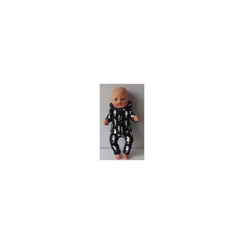 vest setje zwart zeepaardjes  baby born little 36cm