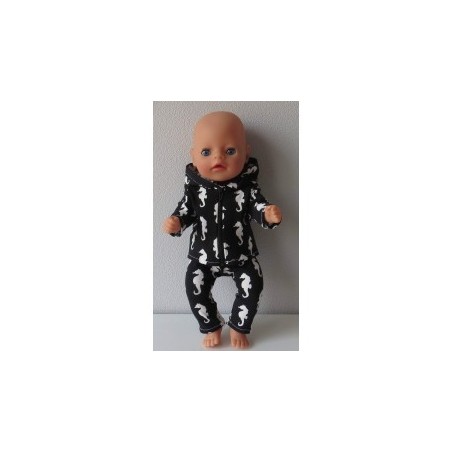vest setje zwart zeepaardjes  baby born little 36cm