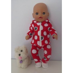 vest setje rood polka dots baby born little 36cm