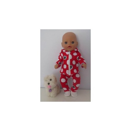 vest setje rood polka dots baby born little 36cm