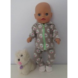 vest setje grijs roosjes baby born little 36cm