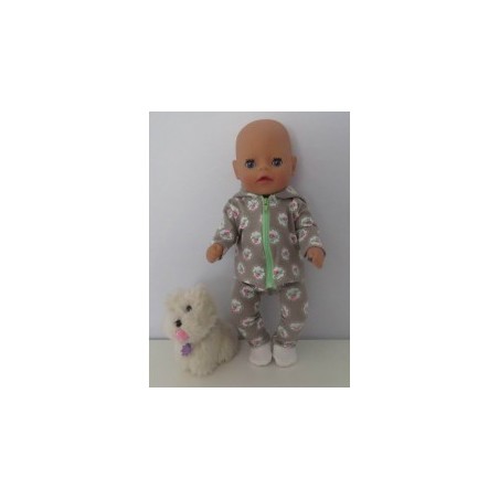 vest setje grijs roosjes baby born little 36cm