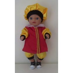 pietpak rood met geel baby born little 36cm