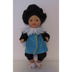 pietpak blauw met donker paars baby born little 36cm