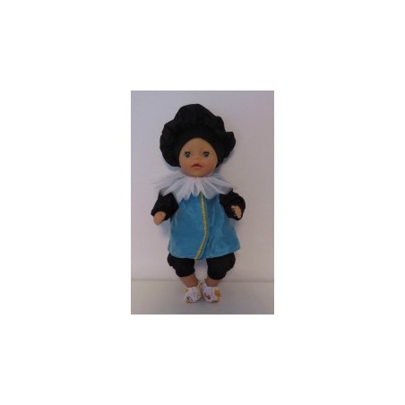 pietpak blauw met donker paars baby born little 36cm