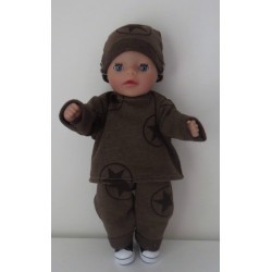 wintertrui setje bruin sterren baby born little 36cm