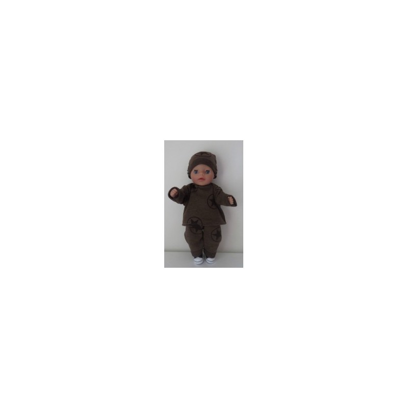 wintertrui setje bruin sterren baby born little 36cm