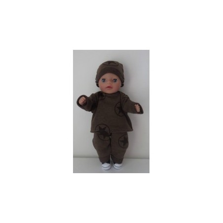 wintertrui setje bruin sterren baby born little 36cm