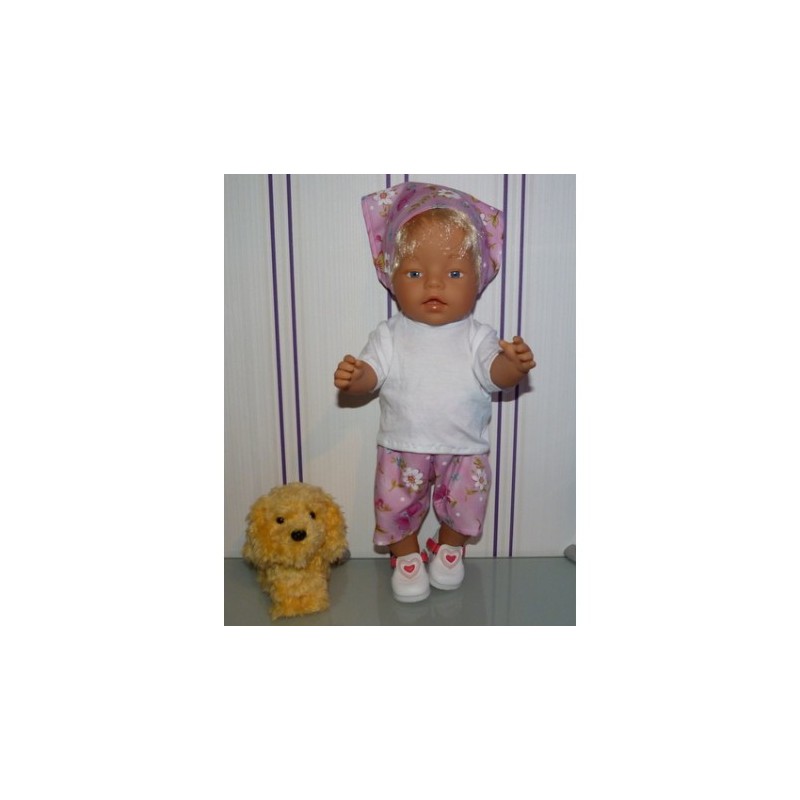 korte broek set roze vlinders baby born 43cm