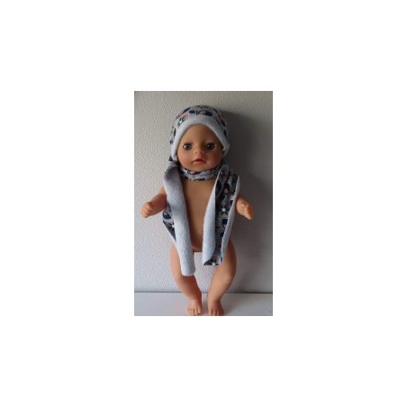 muts met sjaal blauw bloemen baby born little 36cm