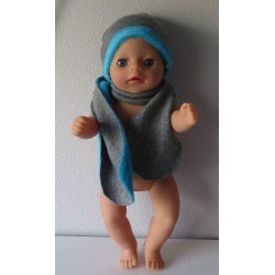 muts met sjaal grijs baby born little 36cm