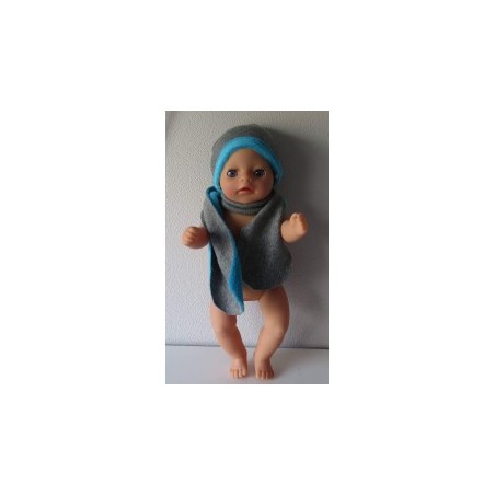 muts met sjaal grijs baby born little 36cm