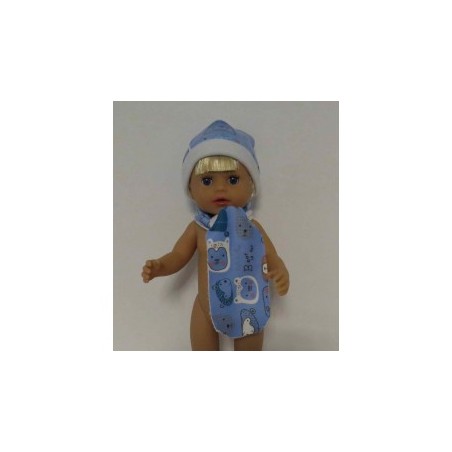 muts met sjaal blauw beren baby born little 36cm