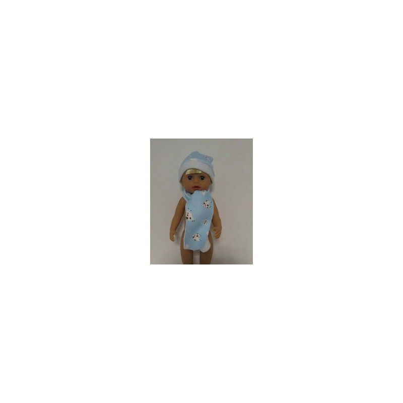 muts met sjaal blauw koeien baby born little 36cm
