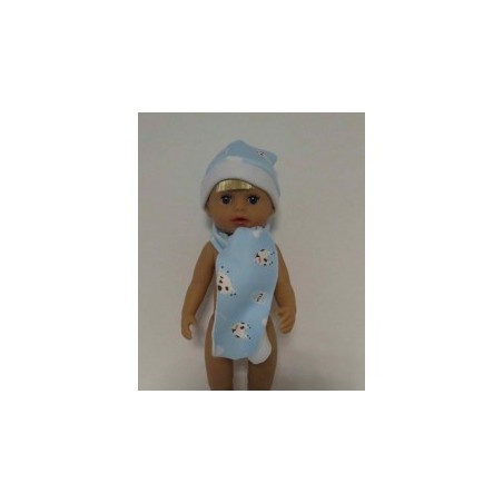 muts met sjaal blauw koeien baby born little 36cm