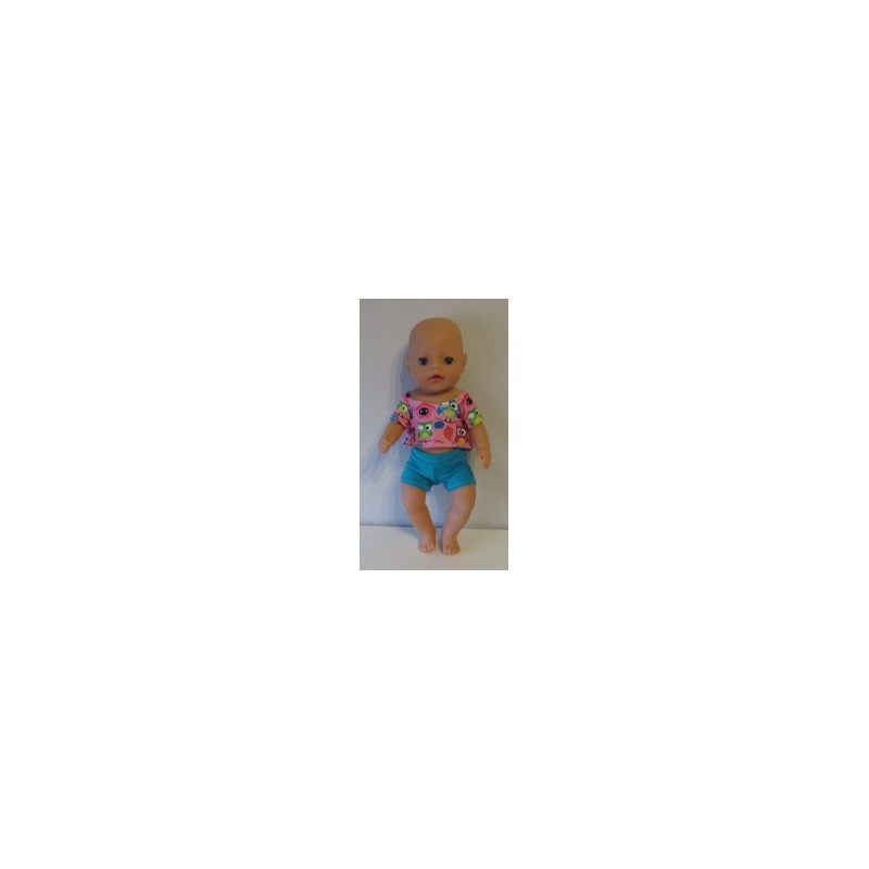 korte broek setje uilen baby born little 36cm