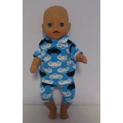 korte broek setje blauw auto's baby born little 36cm