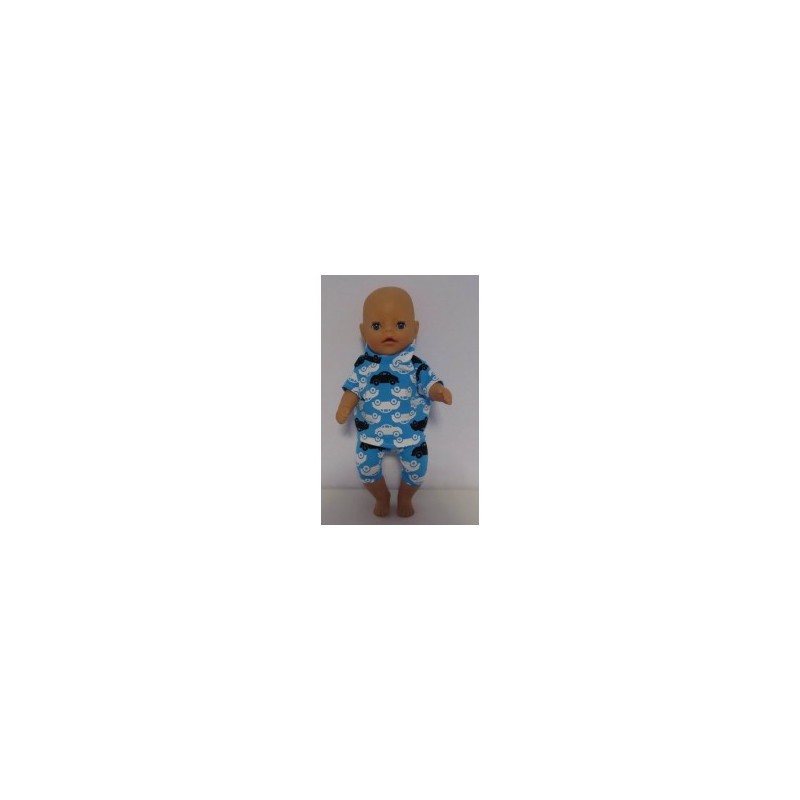 korte broek setje blauw auto's baby born little 36cm