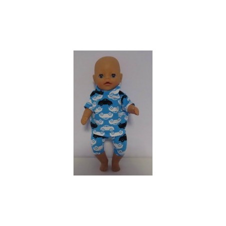 korte broek setje blauw auto's baby born little 36cm