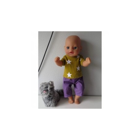 korte broek setje oker sterren baby born little 36cm