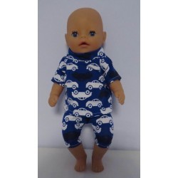 korte broek setje donker blauw auto's baby born little 36cm