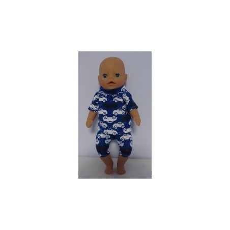 korte broek setje donker blauw auto's baby born little 36cm