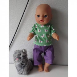 korte broek setje paarden groen baby born little 36cm