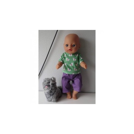 korte broek setje paarden groen baby born little 36cm