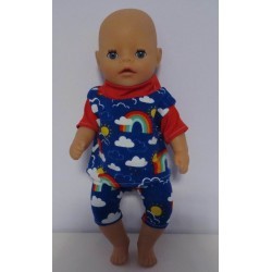 korte broek setje blauw regenbogen baby born little 36cm