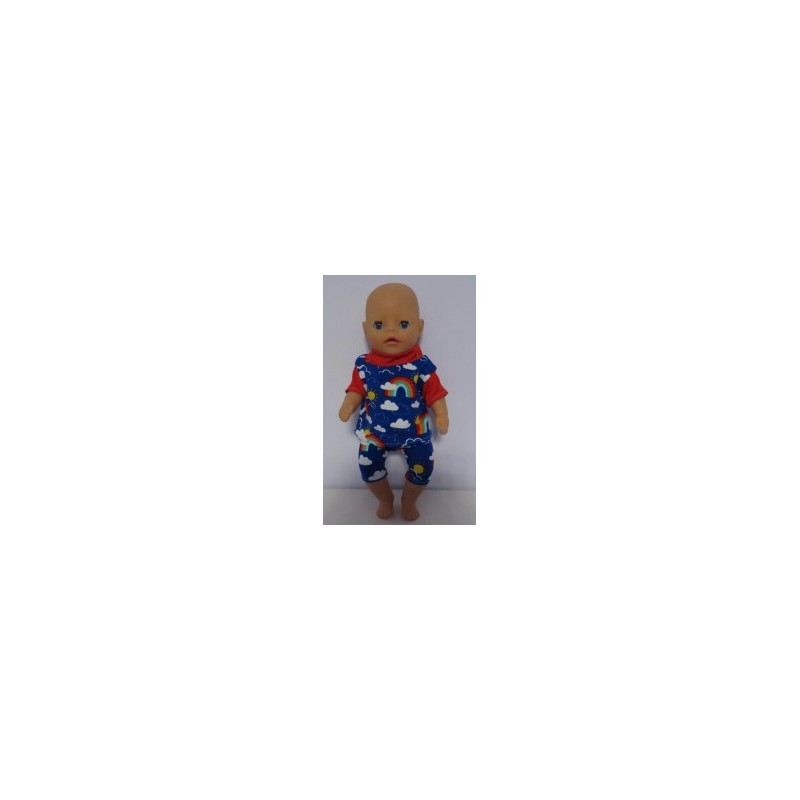 korte broek setje blauw regenbogen baby born little 36cm