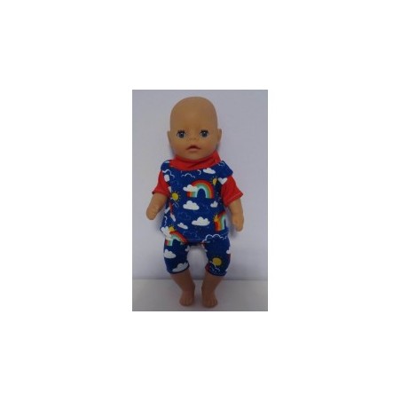 korte broek setje blauw regenbogen baby born little 36cm
