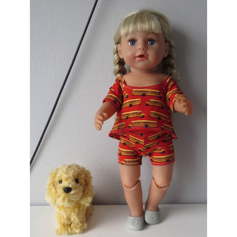 zomerse korte broek set rood bussen baby born 43cm