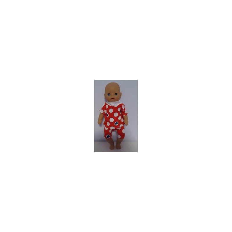 korte broek setje rood polka dots baby born little 36cm