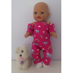 jumpsuit hard roze olifanten baby born little 36cm