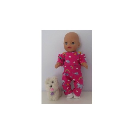 jumpsuit hard roze olifanten baby born little 36cm