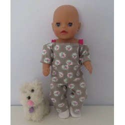 jumpsuit grijs roosjes baby born little 36cm