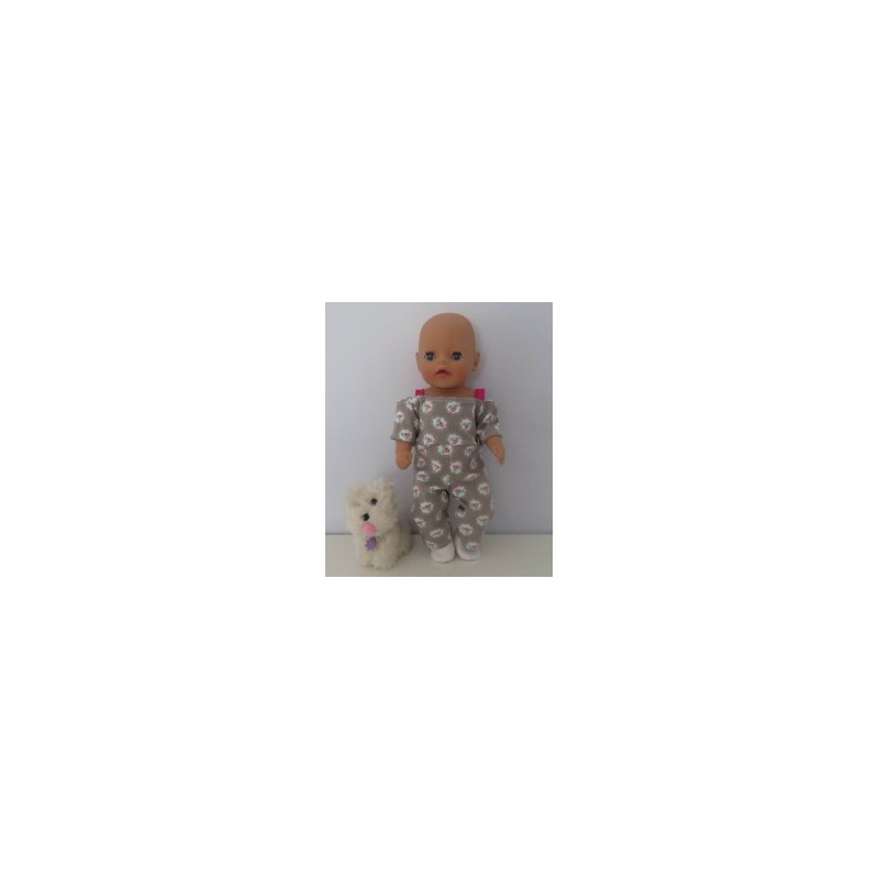 jumpsuit grijs roosjes baby born little 36cm