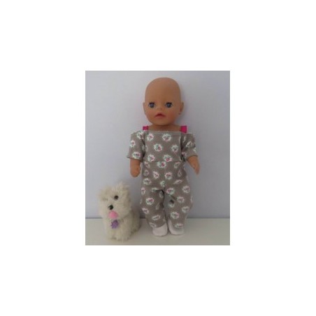 jumpsuit grijs roosjes baby born little 36cm