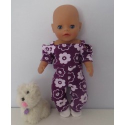 jumpsuit paars bloemen baby born little 36cm