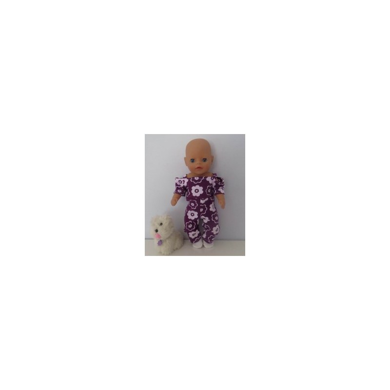 jumpsuit paars bloemen baby born little 36cm
