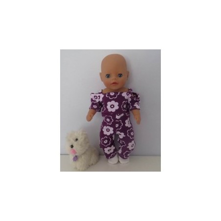 jumpsuit paars bloemen baby born little 36cm