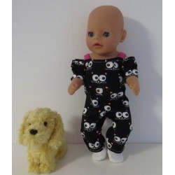 jumpsuit zwart katten baby born little 36cm
