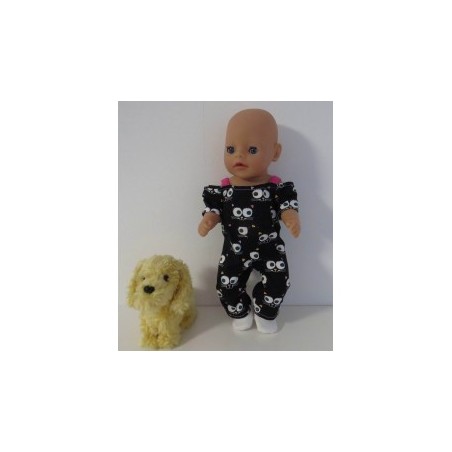 jumpsuit zwart katten baby born little 36cm